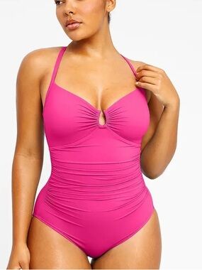 Smart Sculpt SHAPELLX 
Ruched  Shaping Swimsuit pink